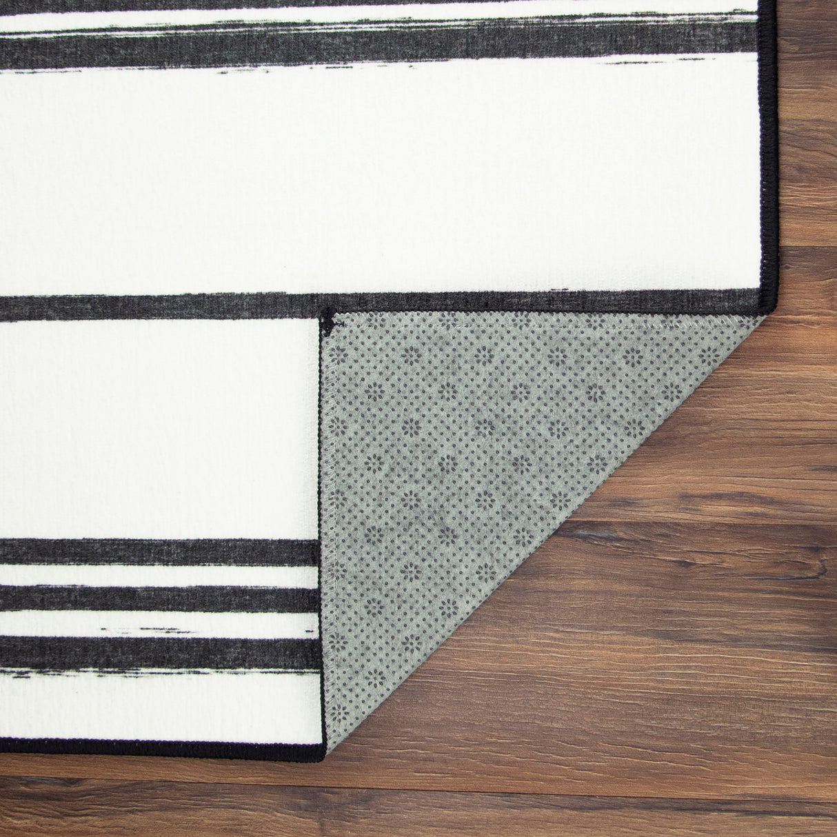 Stripe Black and White Washable Rug