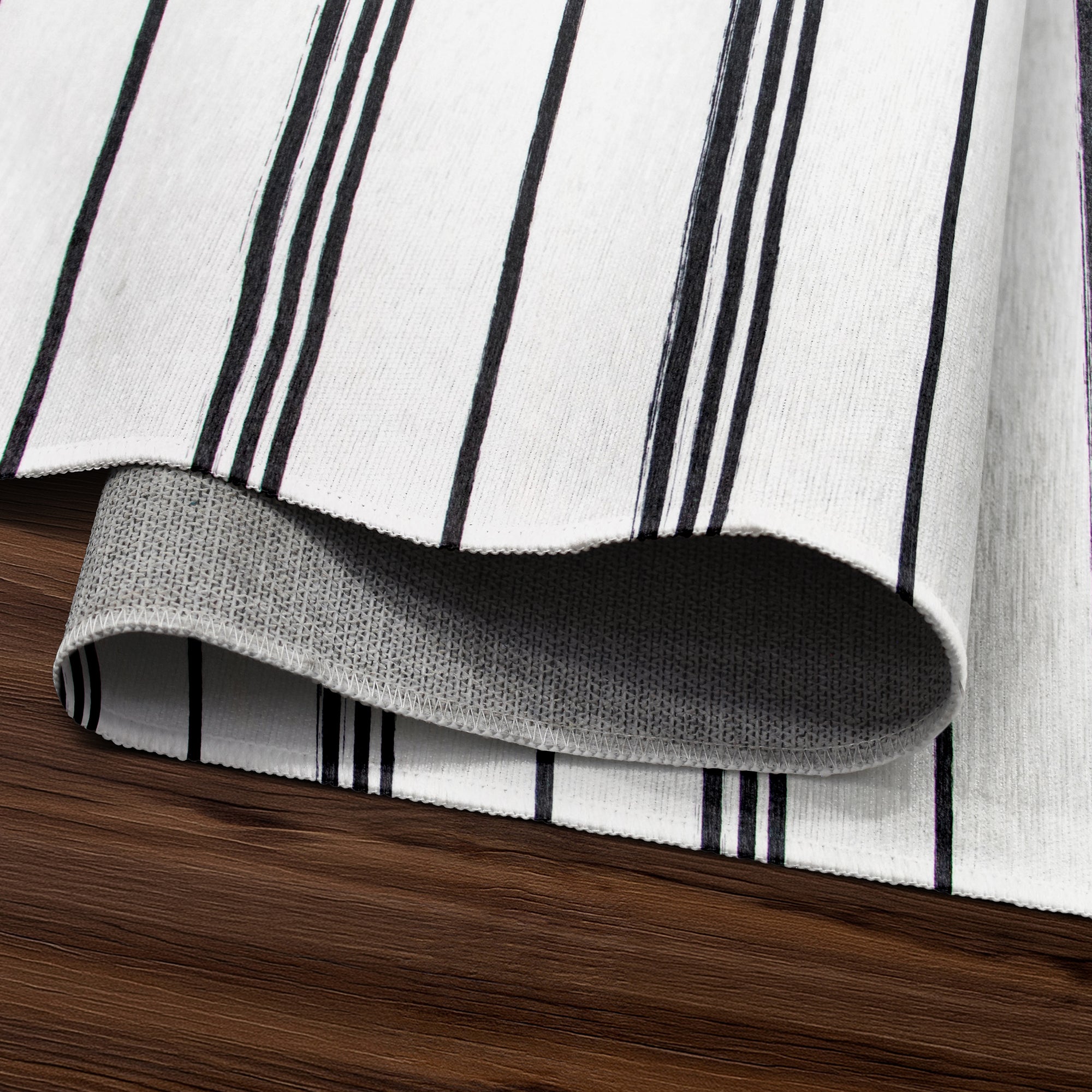 Stripe Black and White Living Room Washable Rug