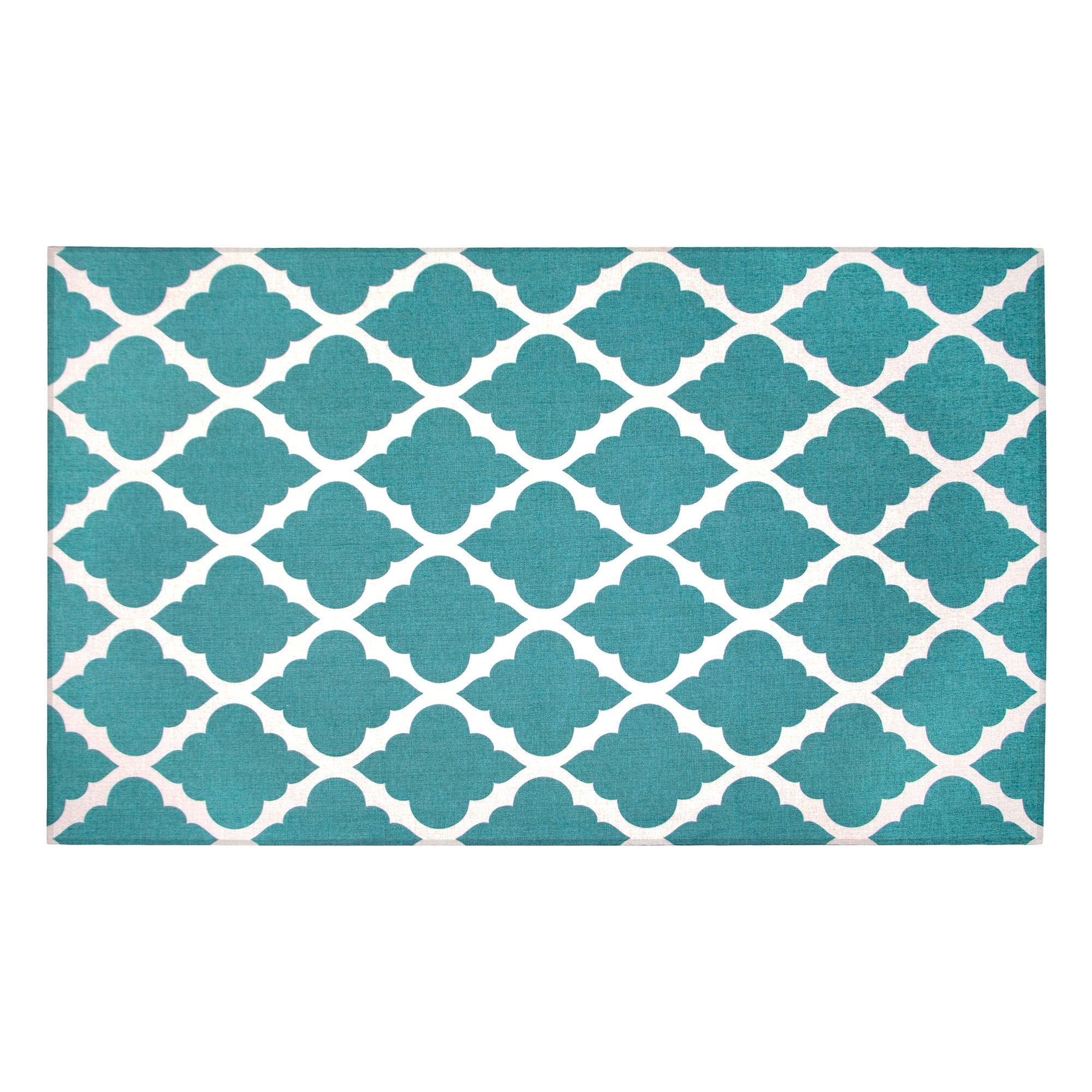 Moroccan Trellis Teal Bedroom Washable Rug