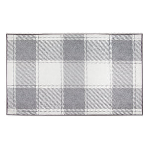 Buffalo Plaid Grey and White Washable Rug