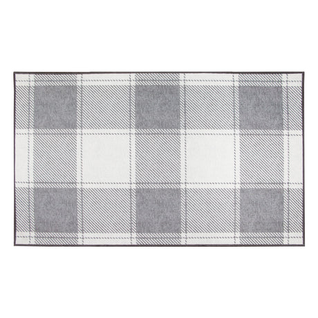 Buffalo Plaid Grey and White Washable Rug