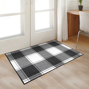 Buffalo Plaid Black and White Washable Rug