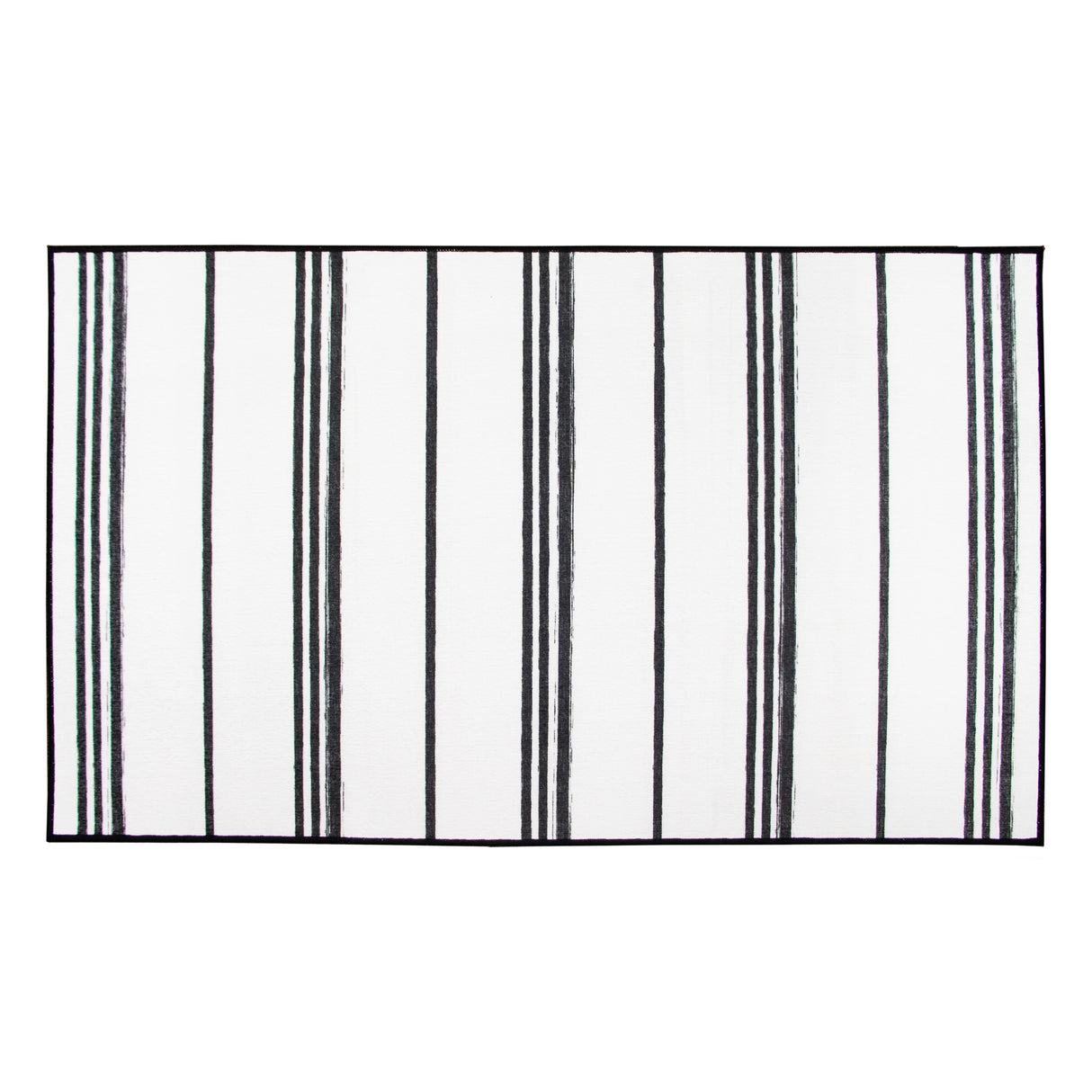 Stripe Black and White Washable Rug