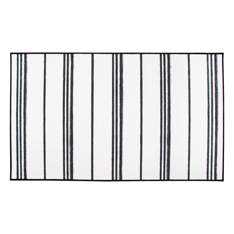 Stripe Black and White Washable Rug