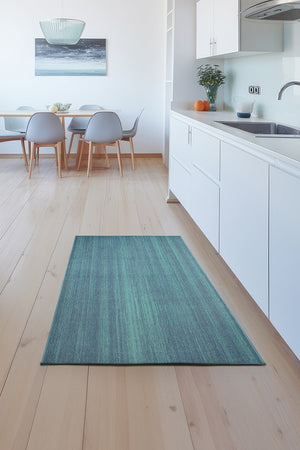 Solid Blue Washable Rug