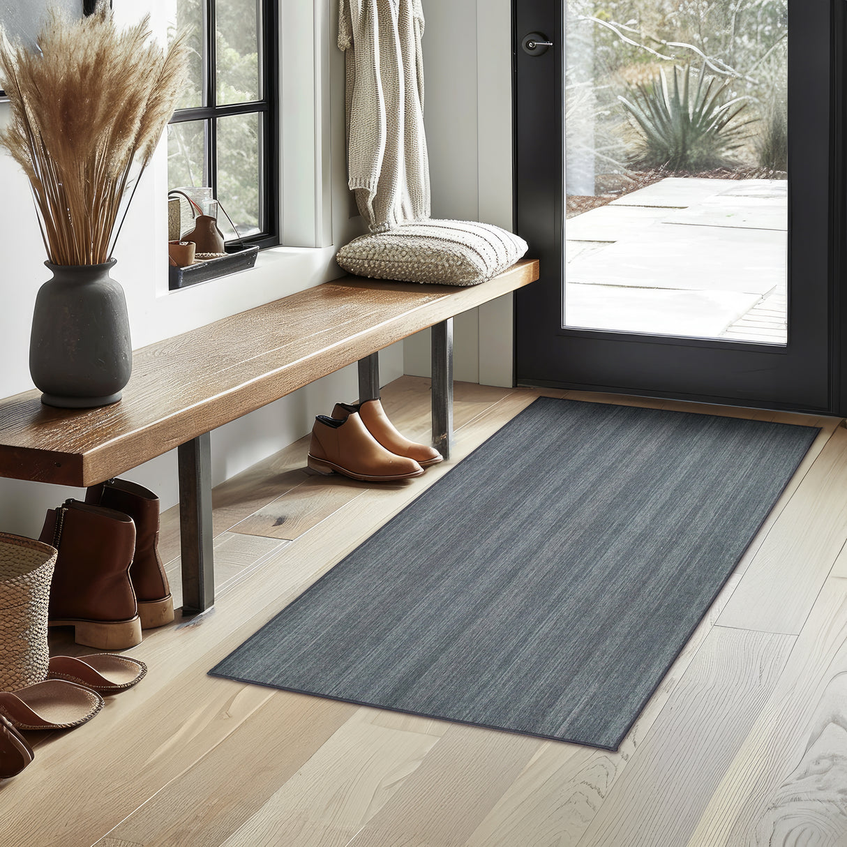 Solid Grey Washable Rug