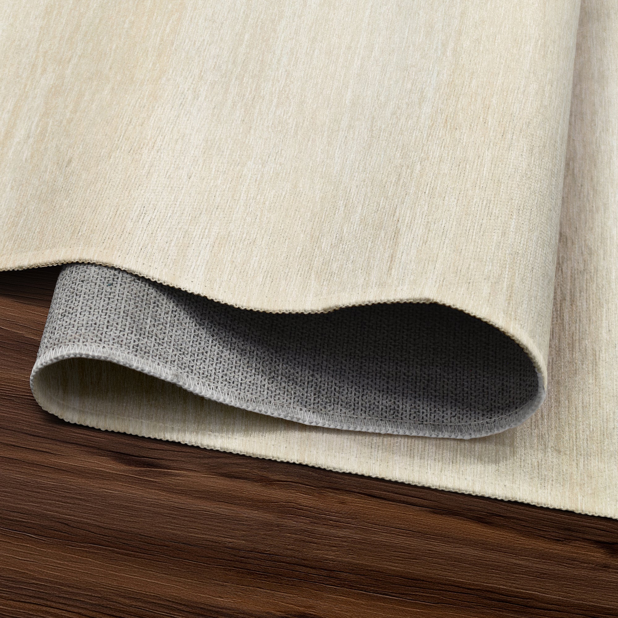 Solid Cream Washable Rug