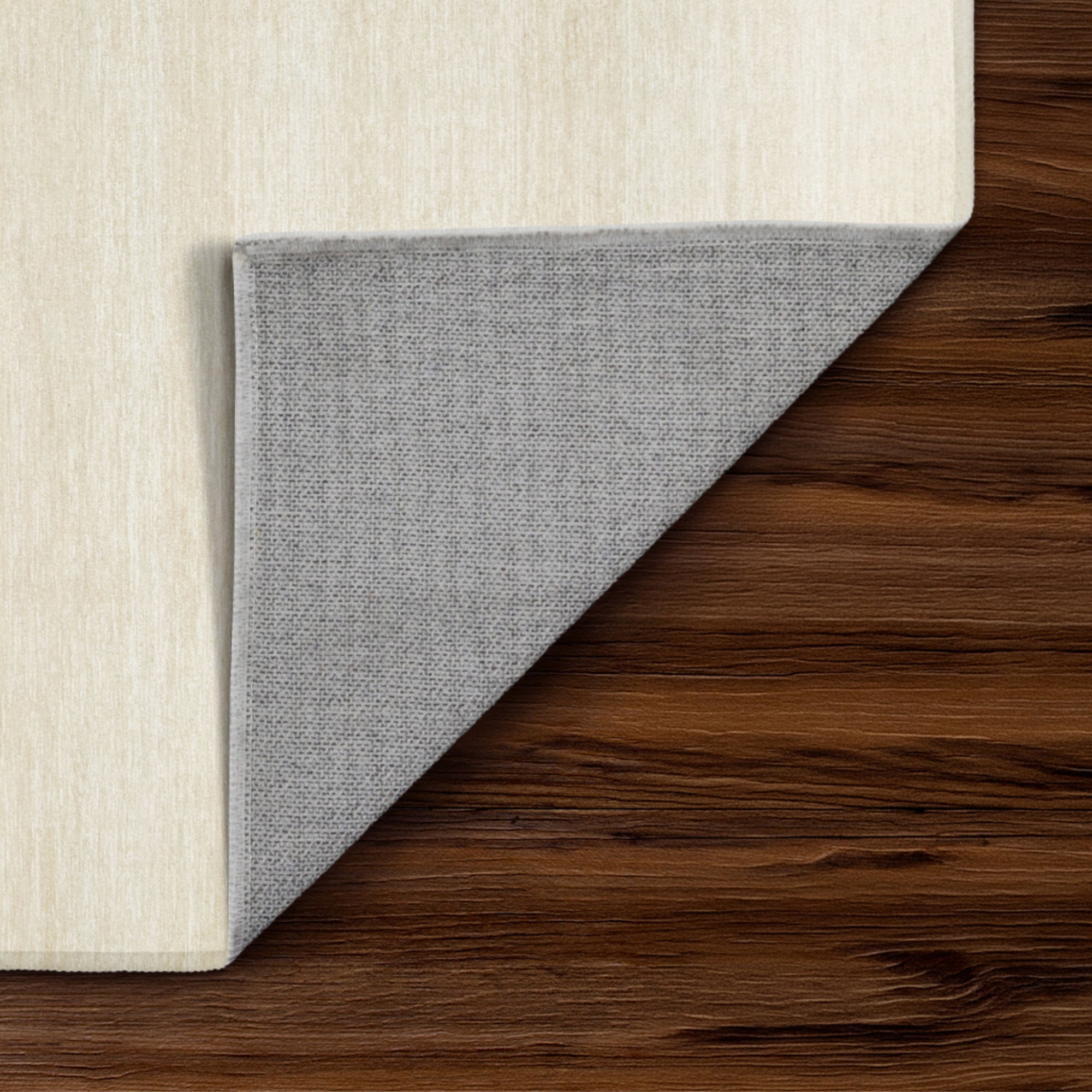 Solid Cream Washable Rug
