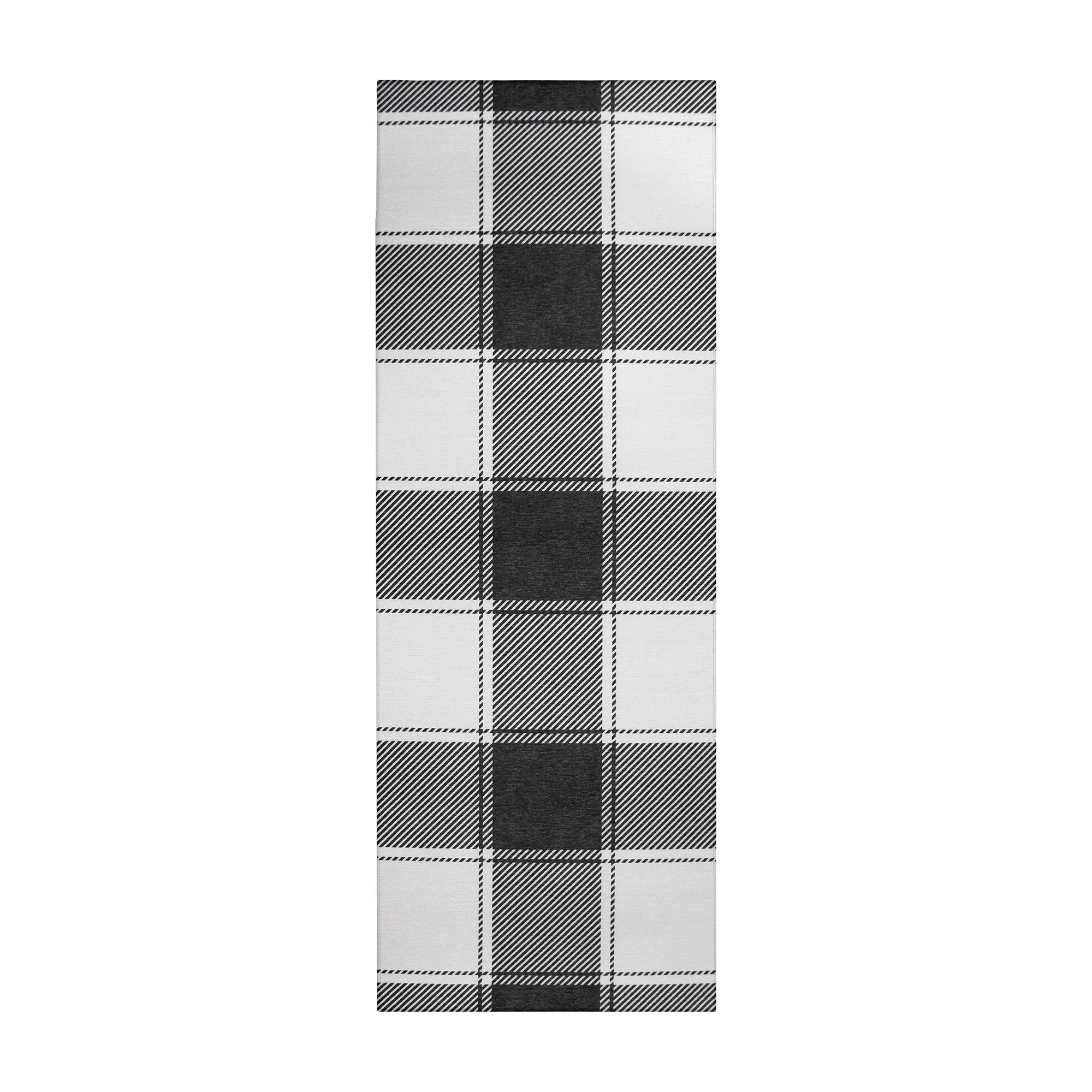 Buffalo Plaid Black and White Washable Rug