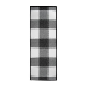 Buffalo Plaid Black and White Washable Rug