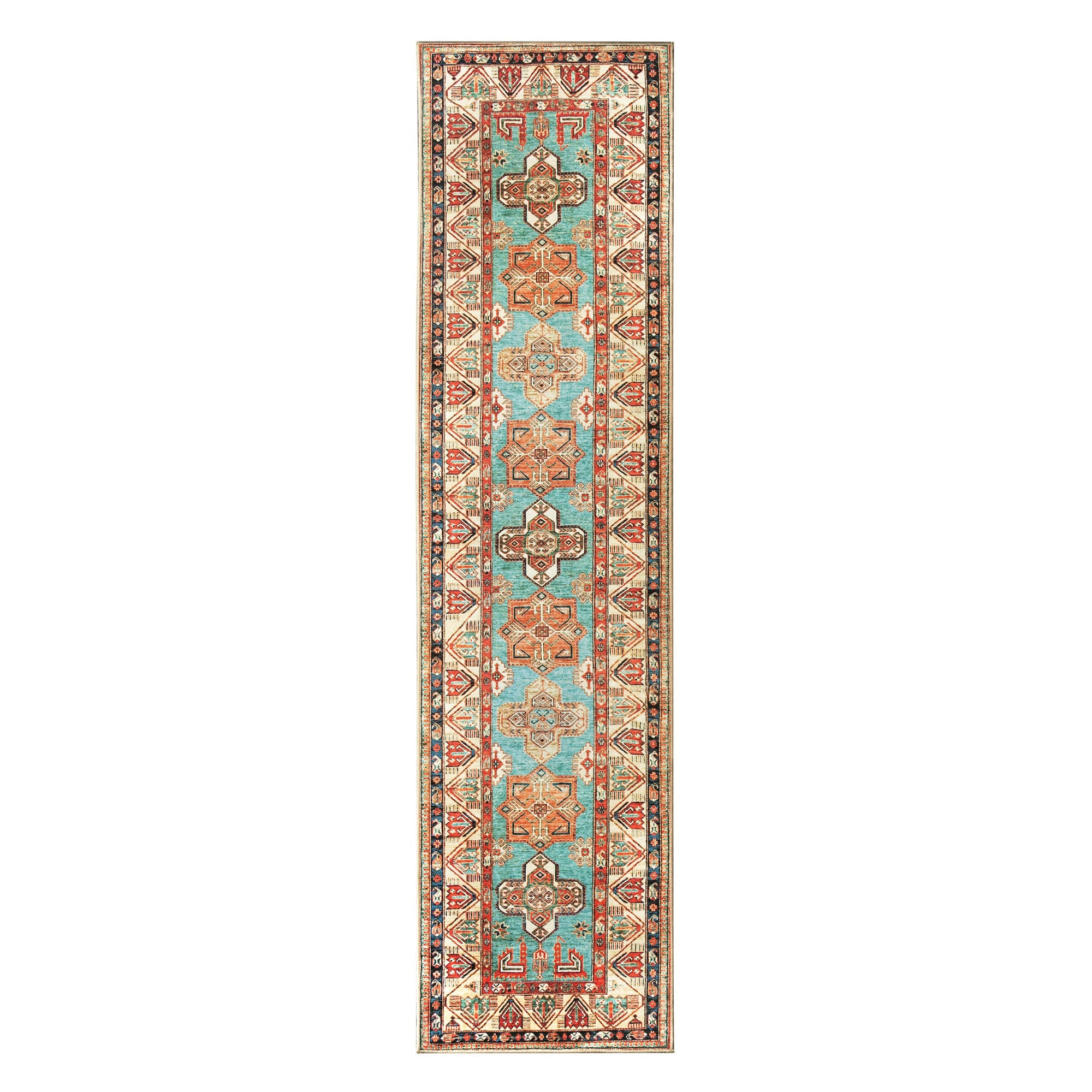 Ottoman Turquoise Bedroom Washble Rug
