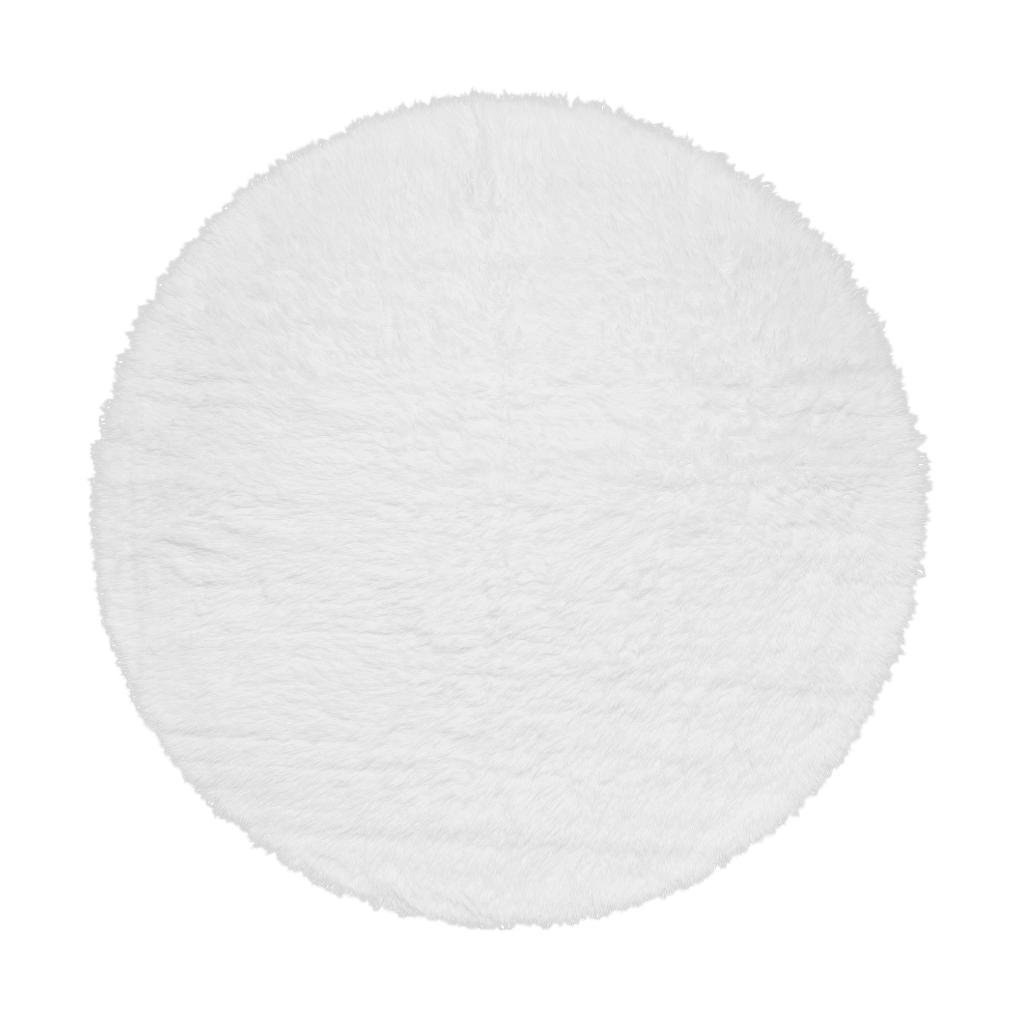 Round White Washable Shag Rug