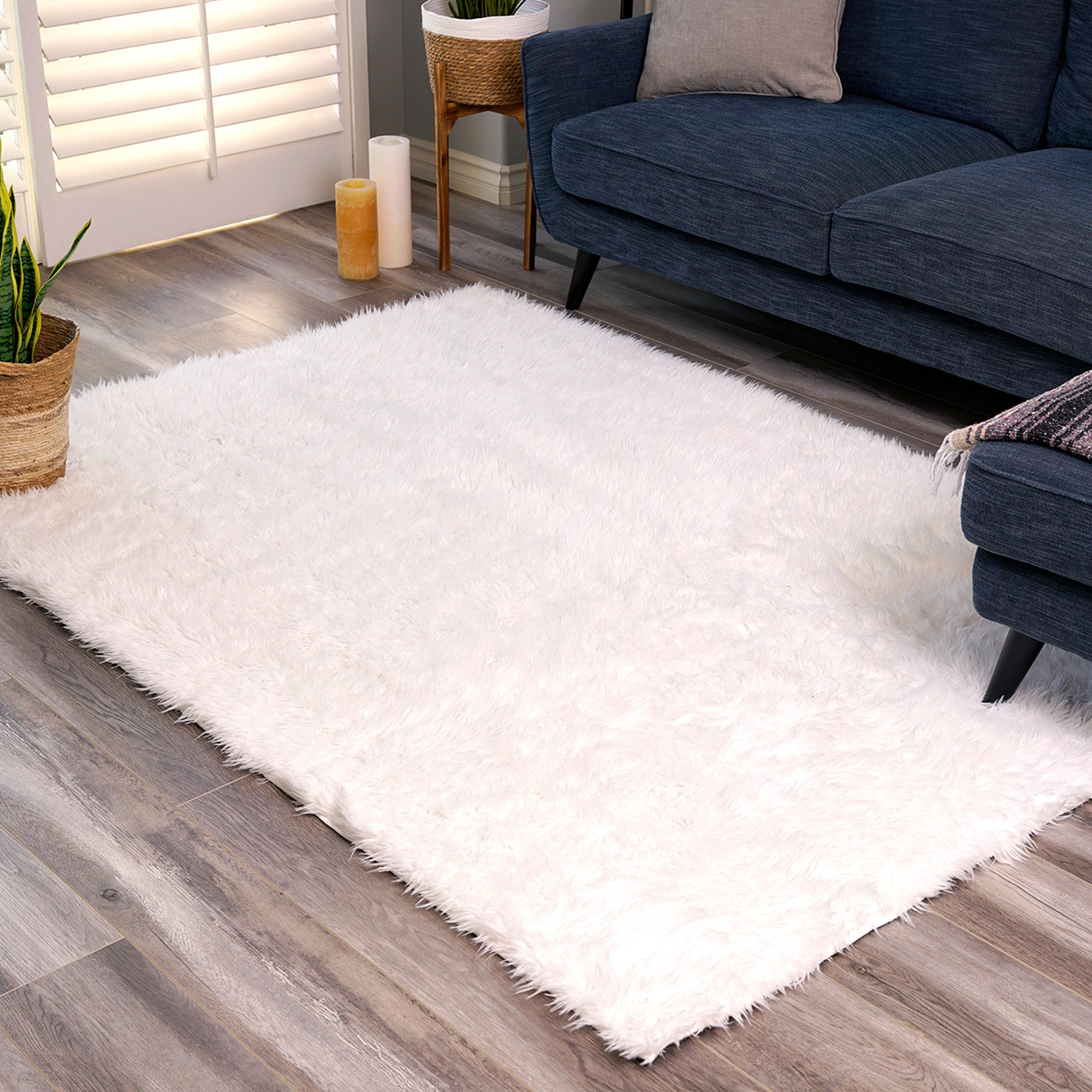 White Washable Shag Rug