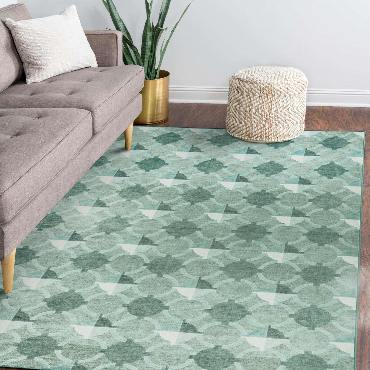 Dula Light Sage Green Washable Rug