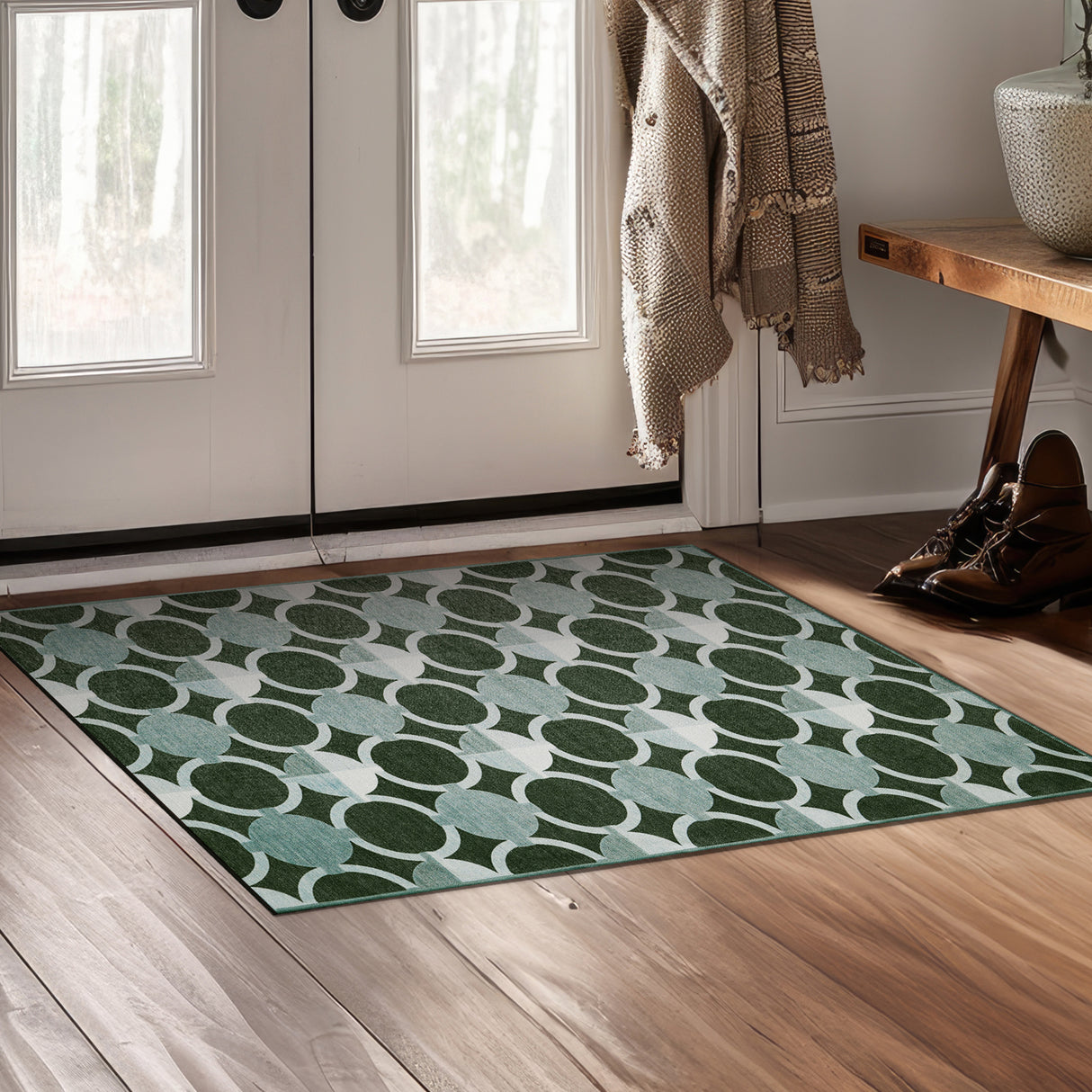 Dula Dark Sage Green Washable Rug