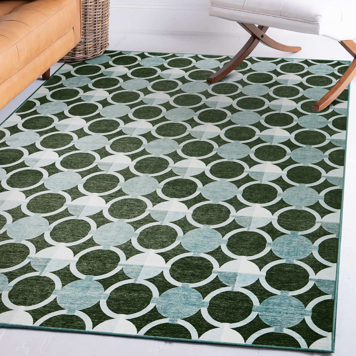 Dula Dark Sage Green Washable Rug