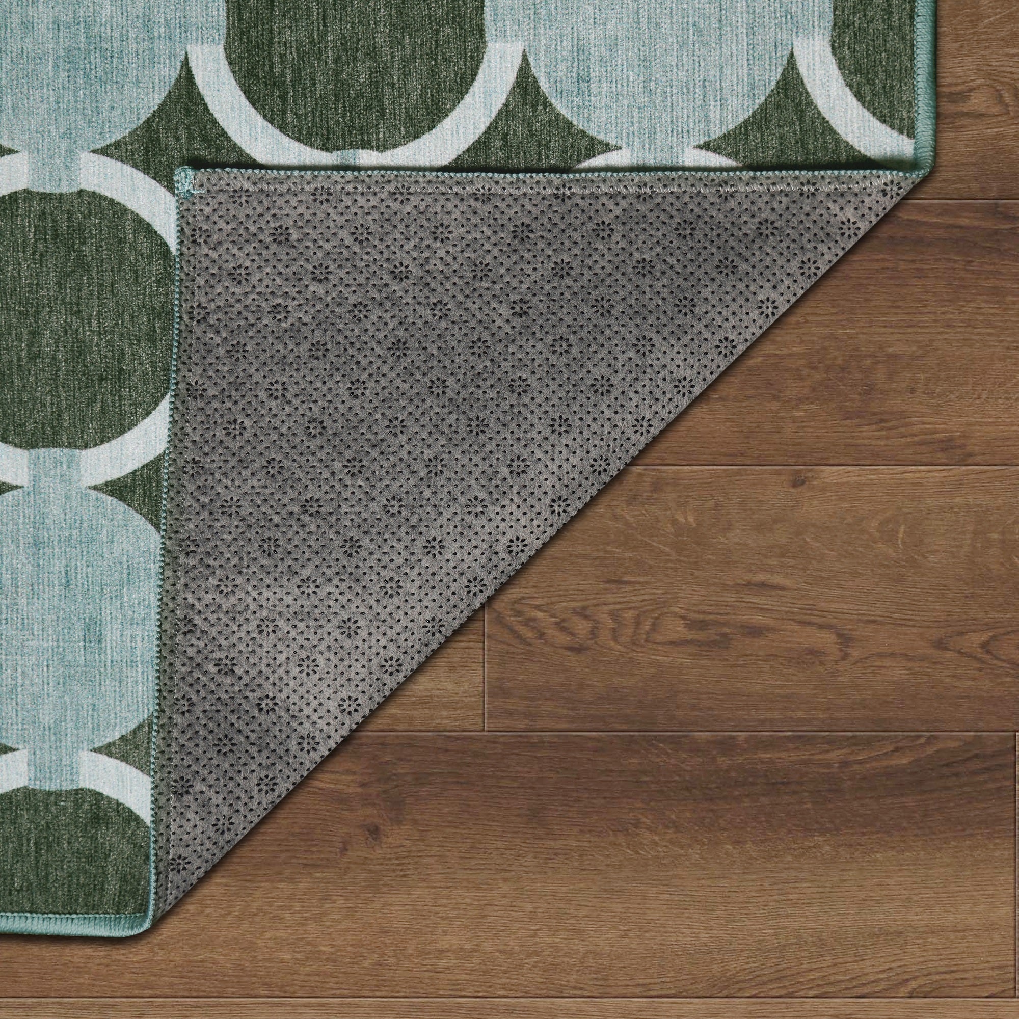 Dula Dark Sage Green Bedroom Washble Rug