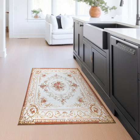 Aubusson Beige Washable Rug