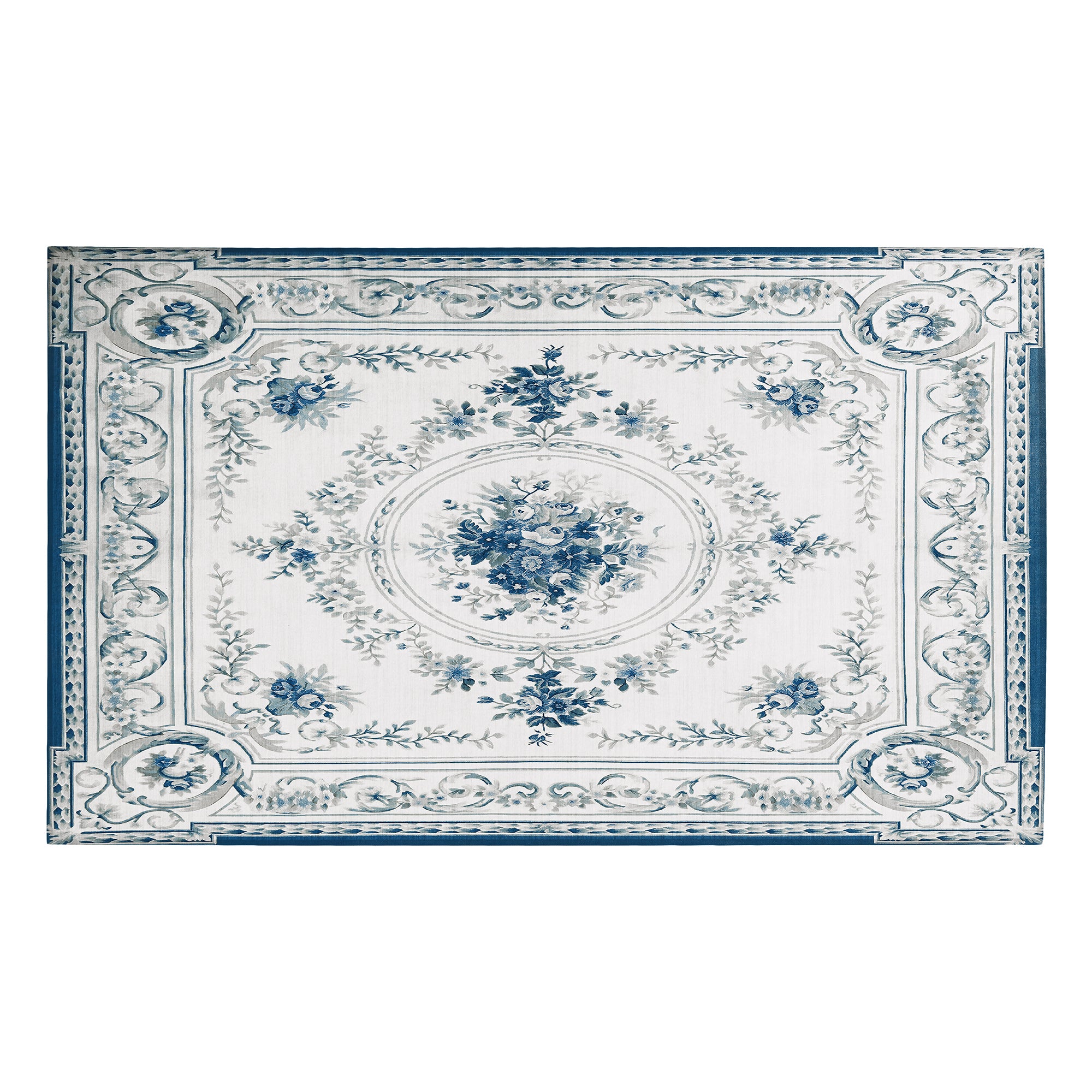 Aubusson Blue Washable Rug