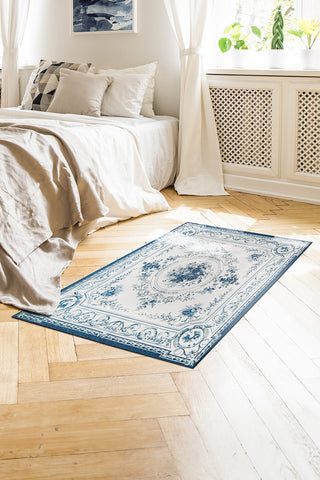 Aubusson Blue Washable Rug