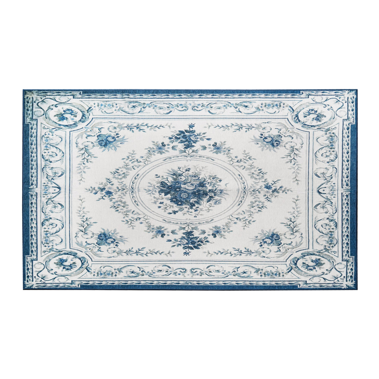 Aubusson Blue Washable Rug