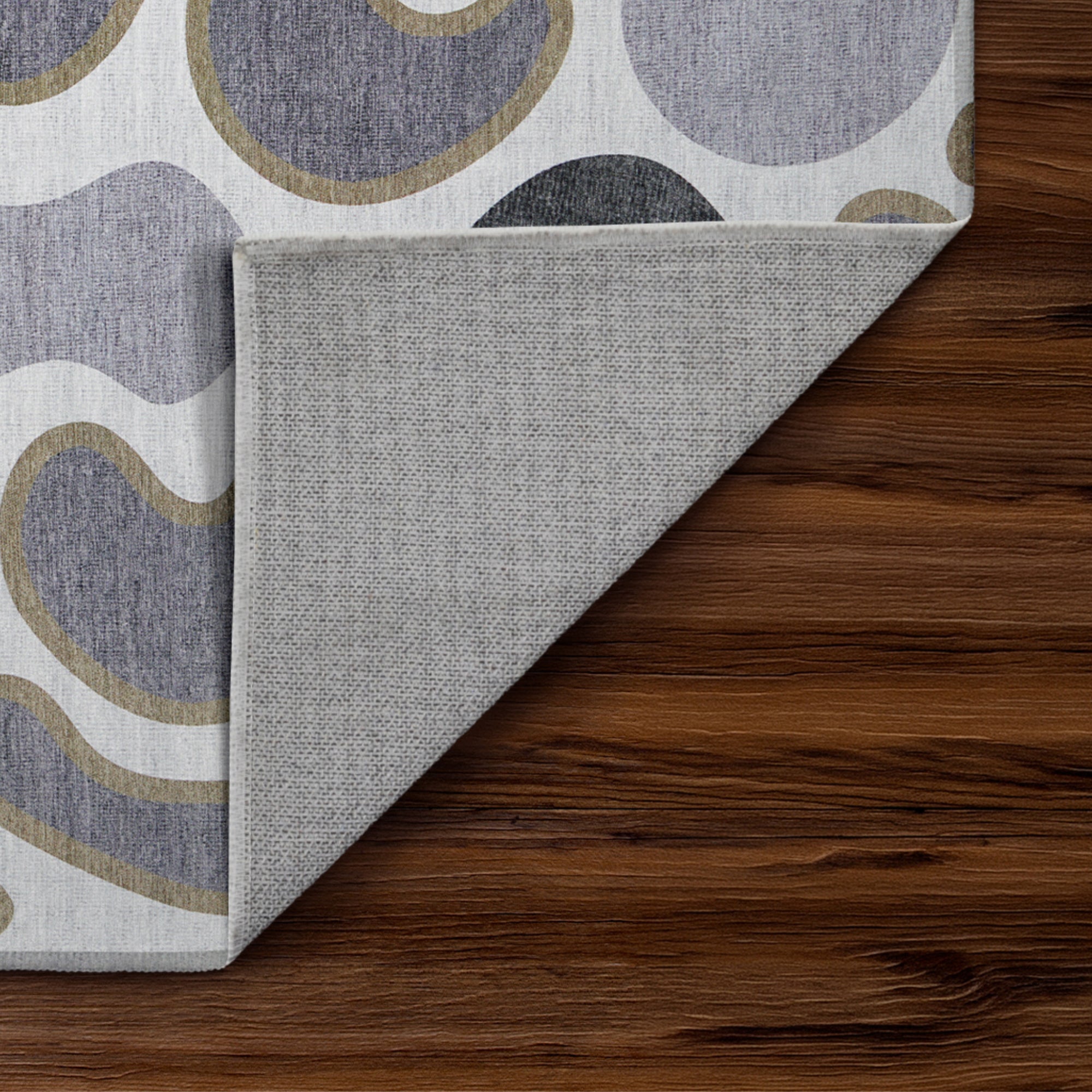 Kyoa Grey Olive Bedroom Washable Rug
