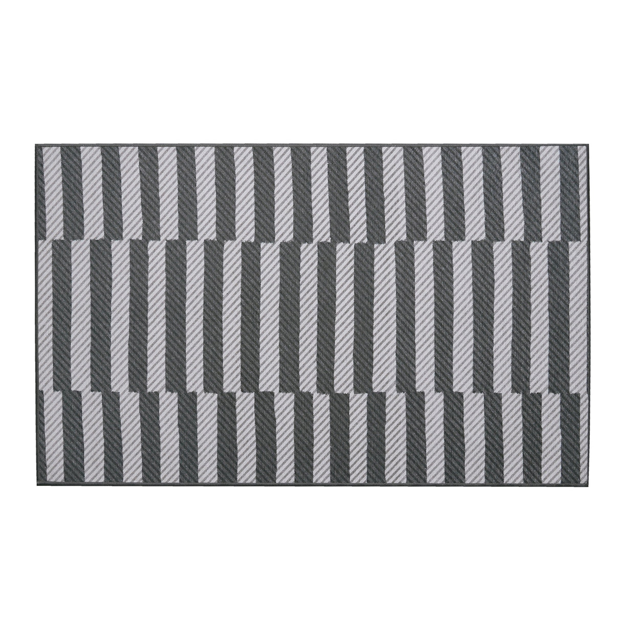 Tratti Offset Stripe Black Washable Rug