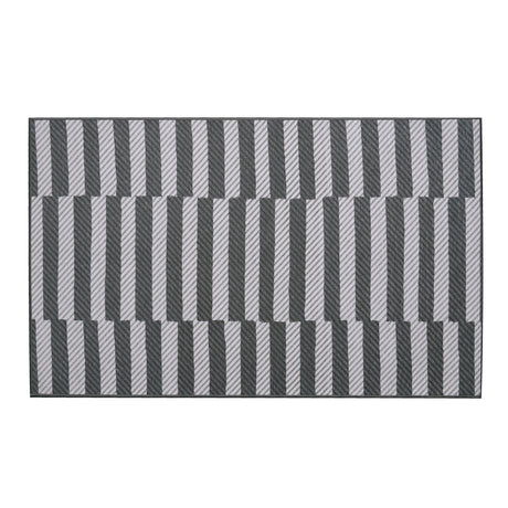 Tratti Offset Stripe Black Cream Washable Rug