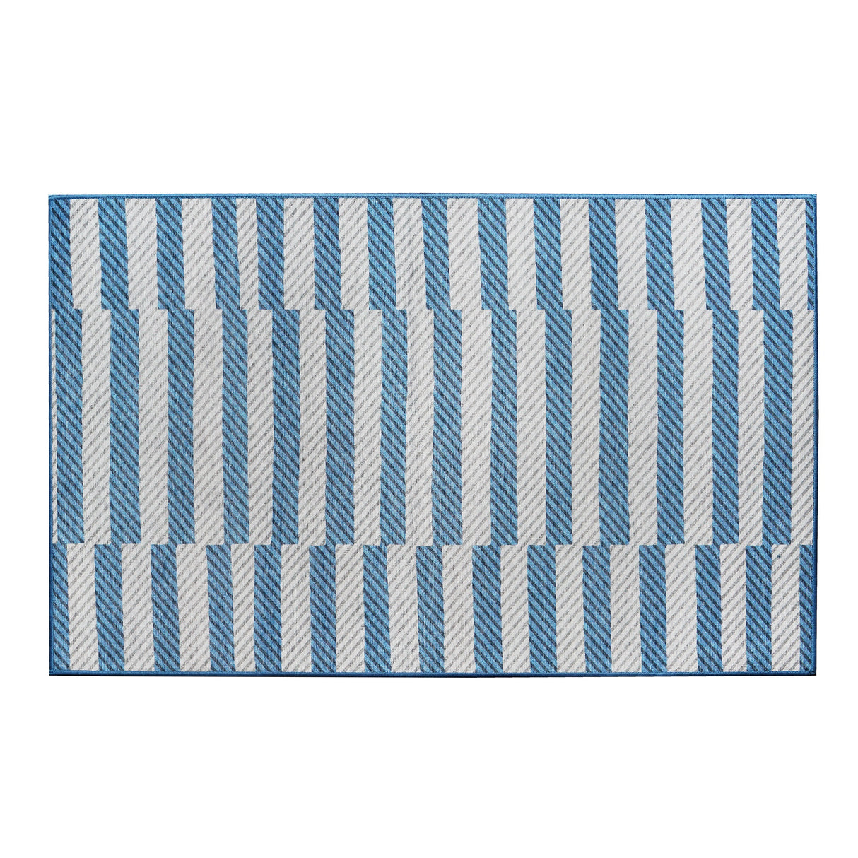 Tratti Offset Stripe Blue Washable Rug