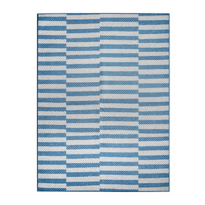 Tratti Offset Stripe Blue Washable Rug