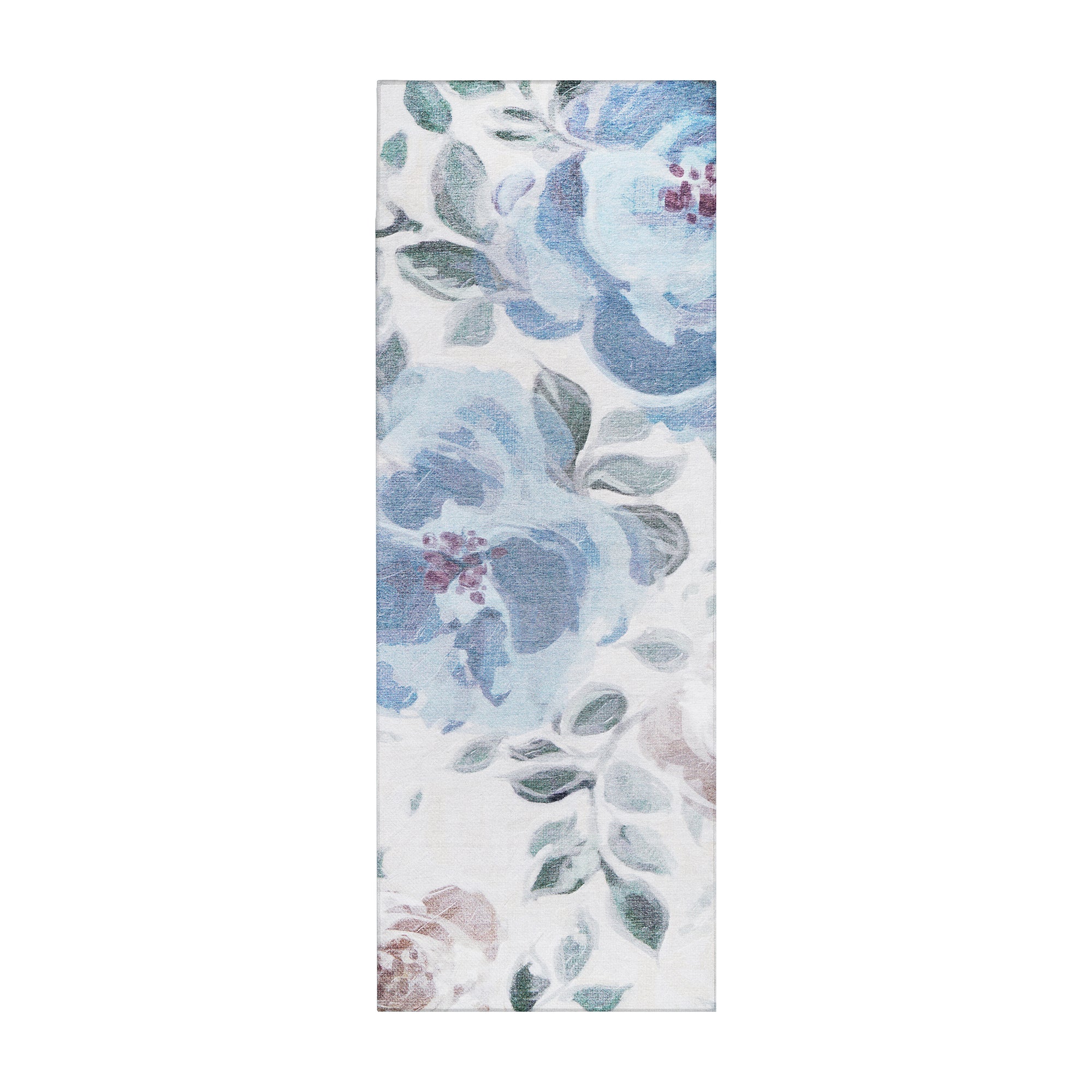 Sasha Floral Cream Blue Washable Rug
