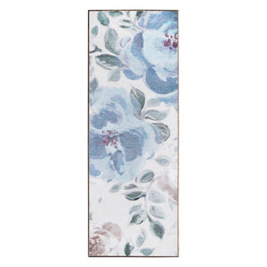 Sasha Floral Cream Blue Washable Rug