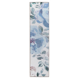 Sasha Floral Cream Blue Washable Rug