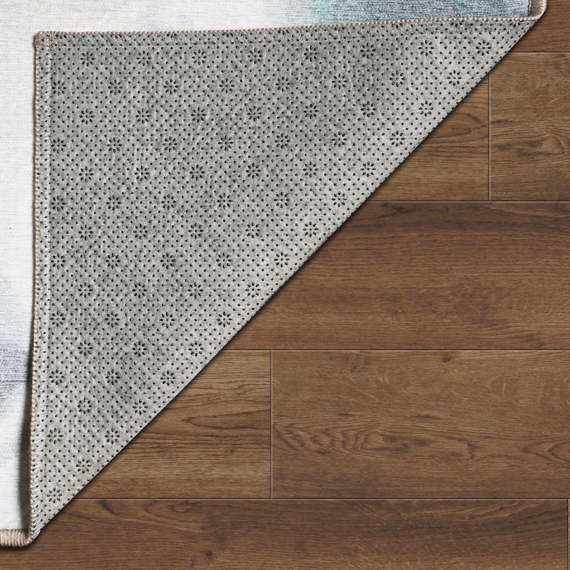 Sasha Floral Cream Blue Bedroom Washble Rug