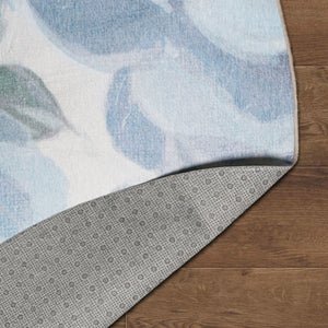 Sasha Floral Cream Blue Washable Rug