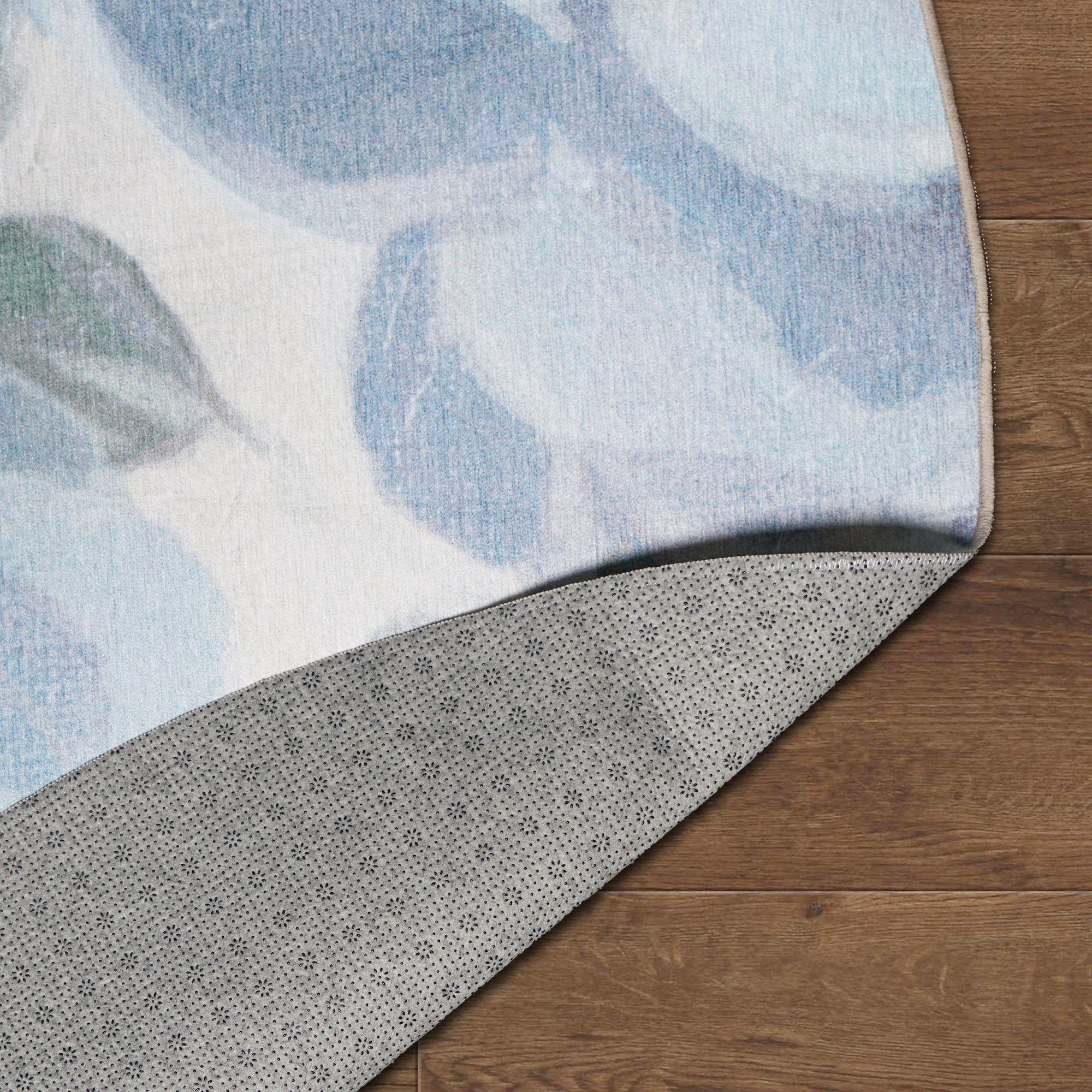 Sasha Floral Cream Blue Bedroom Washble Rug