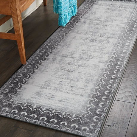 Dardon Bordered Grey Washable Rug