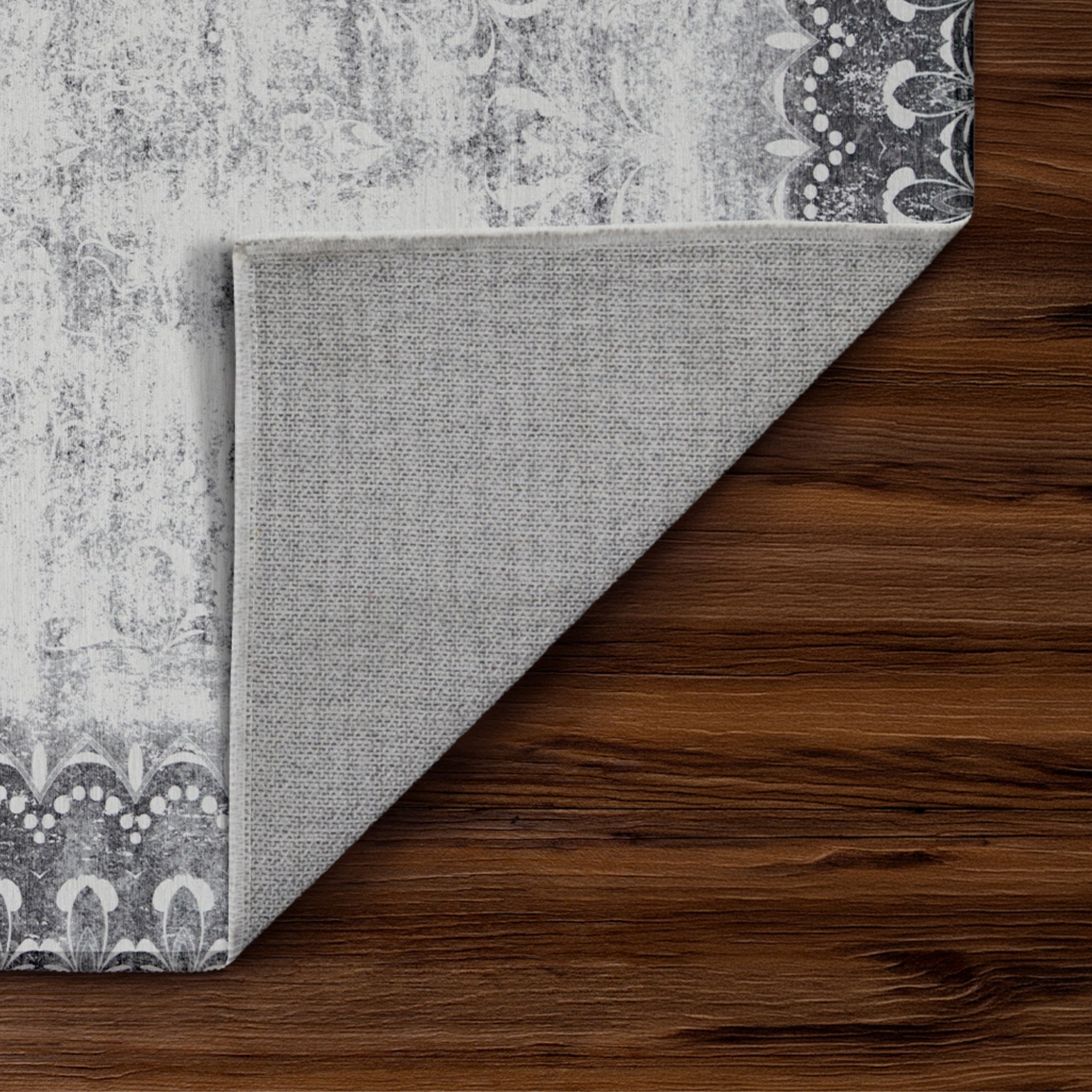 Dardon Bordered Grey Washable Rug