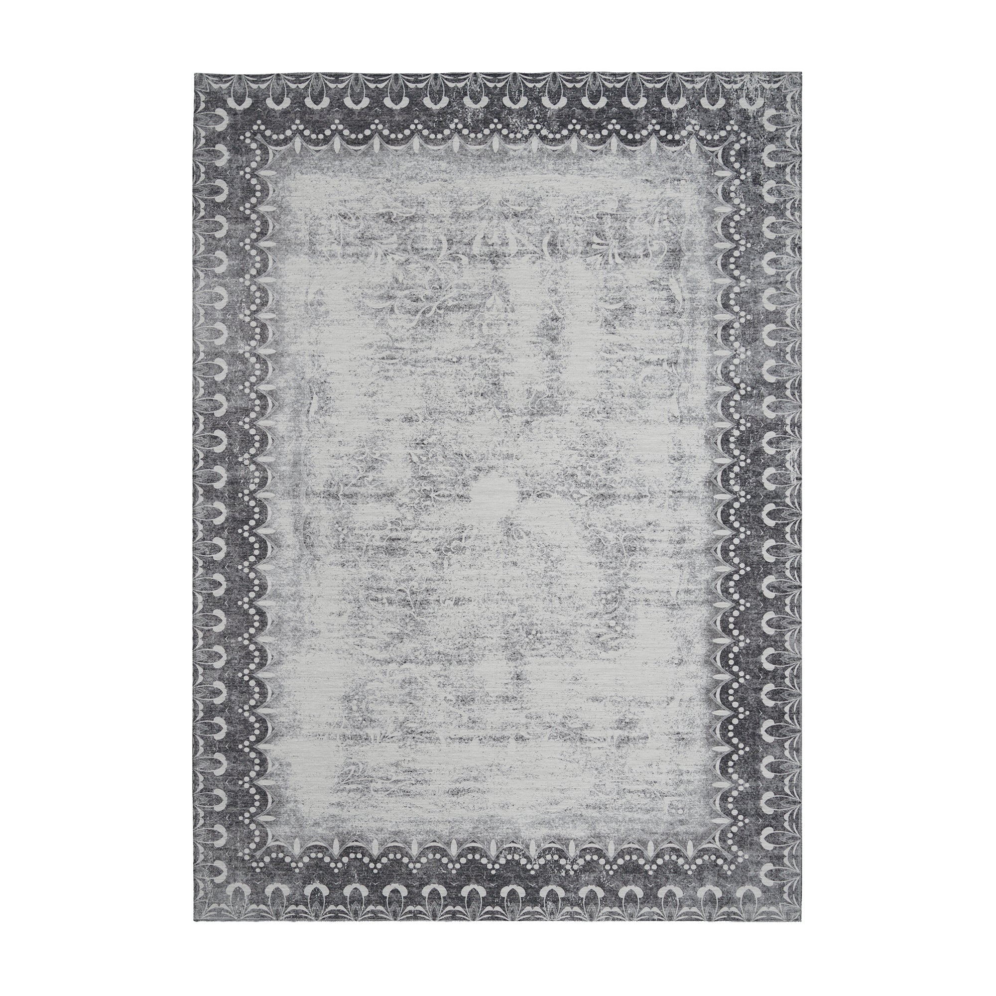 Dardon Bordered Grey Washable Rug