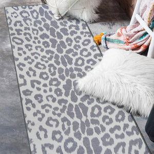 Miya Leopard Grey Washable Rug