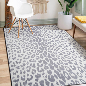 Miya Leopard Grey Washable Rug