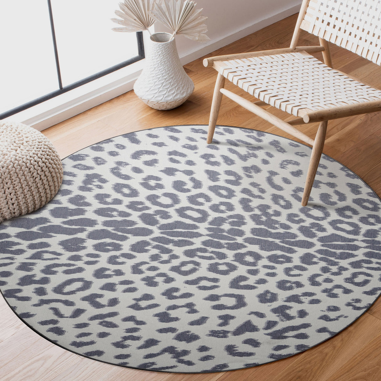 Miya Leopard Grey Washable Rug