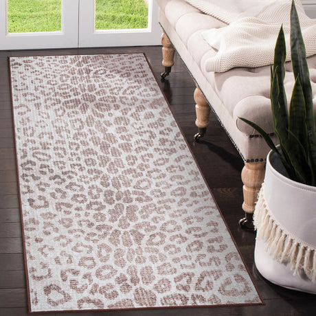 Miya Leopard Brown Washable Rug