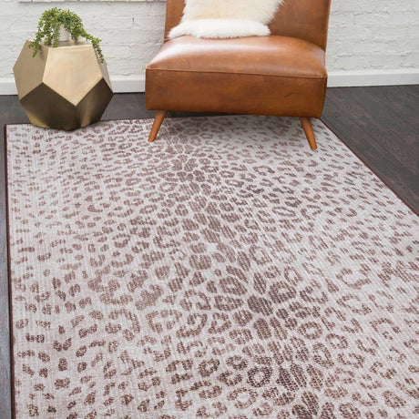 Miya Leopard Brown Washable Rug