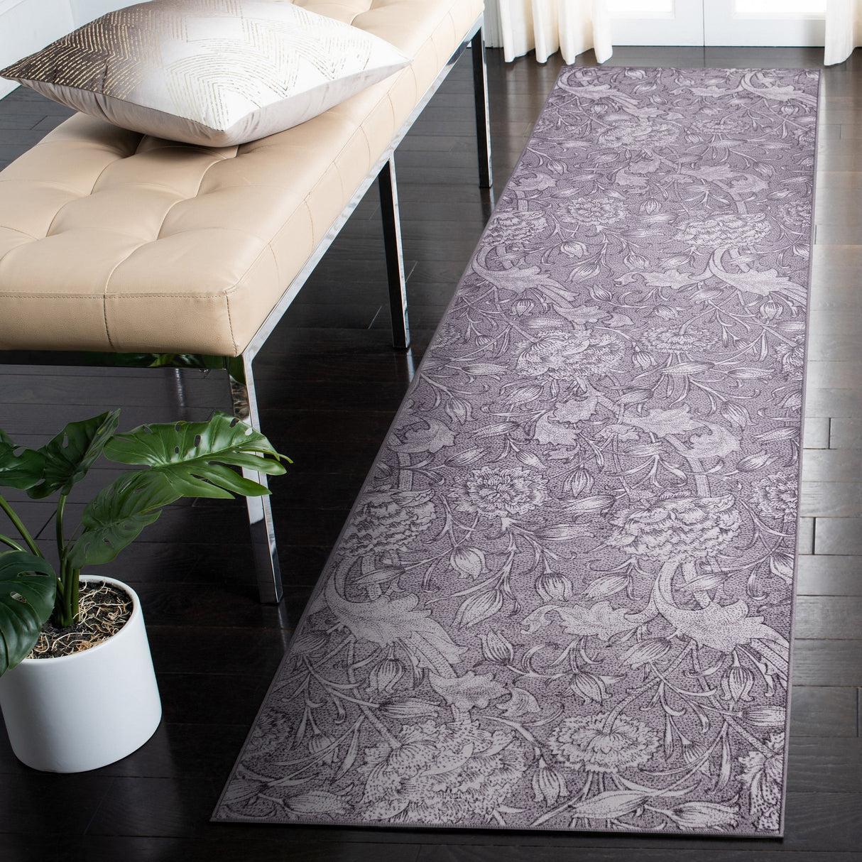 Kalini Floral Woodland Brown Washable Rug