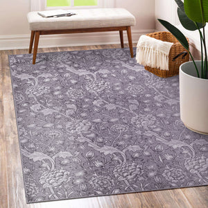 Kalini Floral Woodland Brown Washable Rug