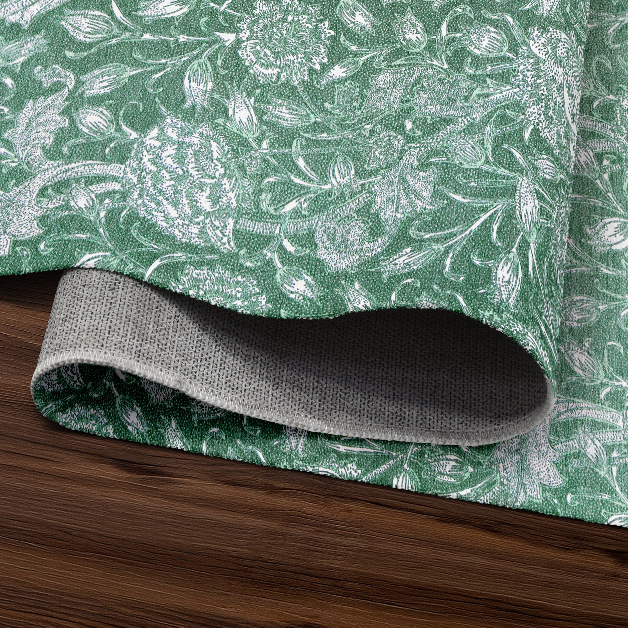 Kalini Floral Green Washable Rug