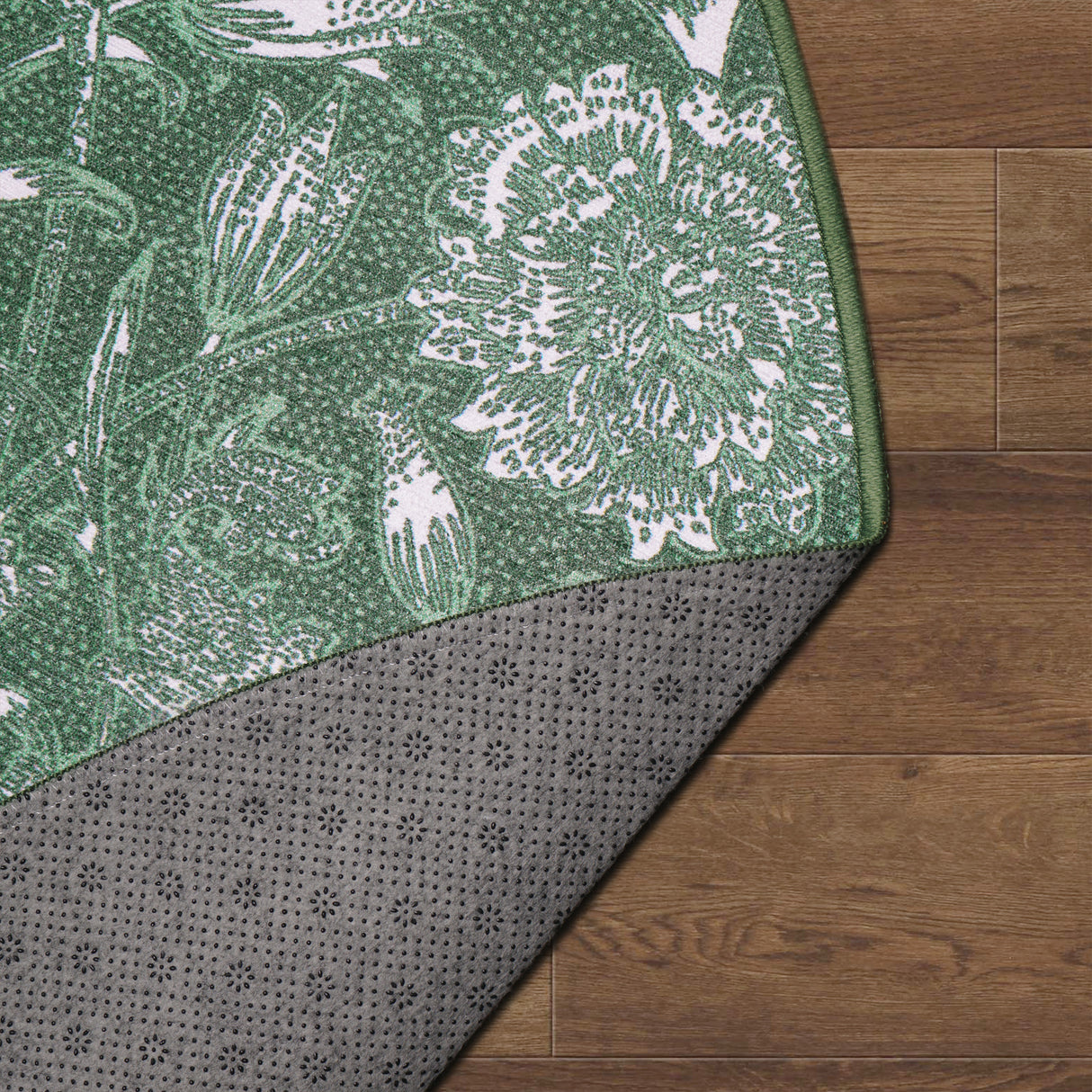 Kalini Floral Green Washable Rug