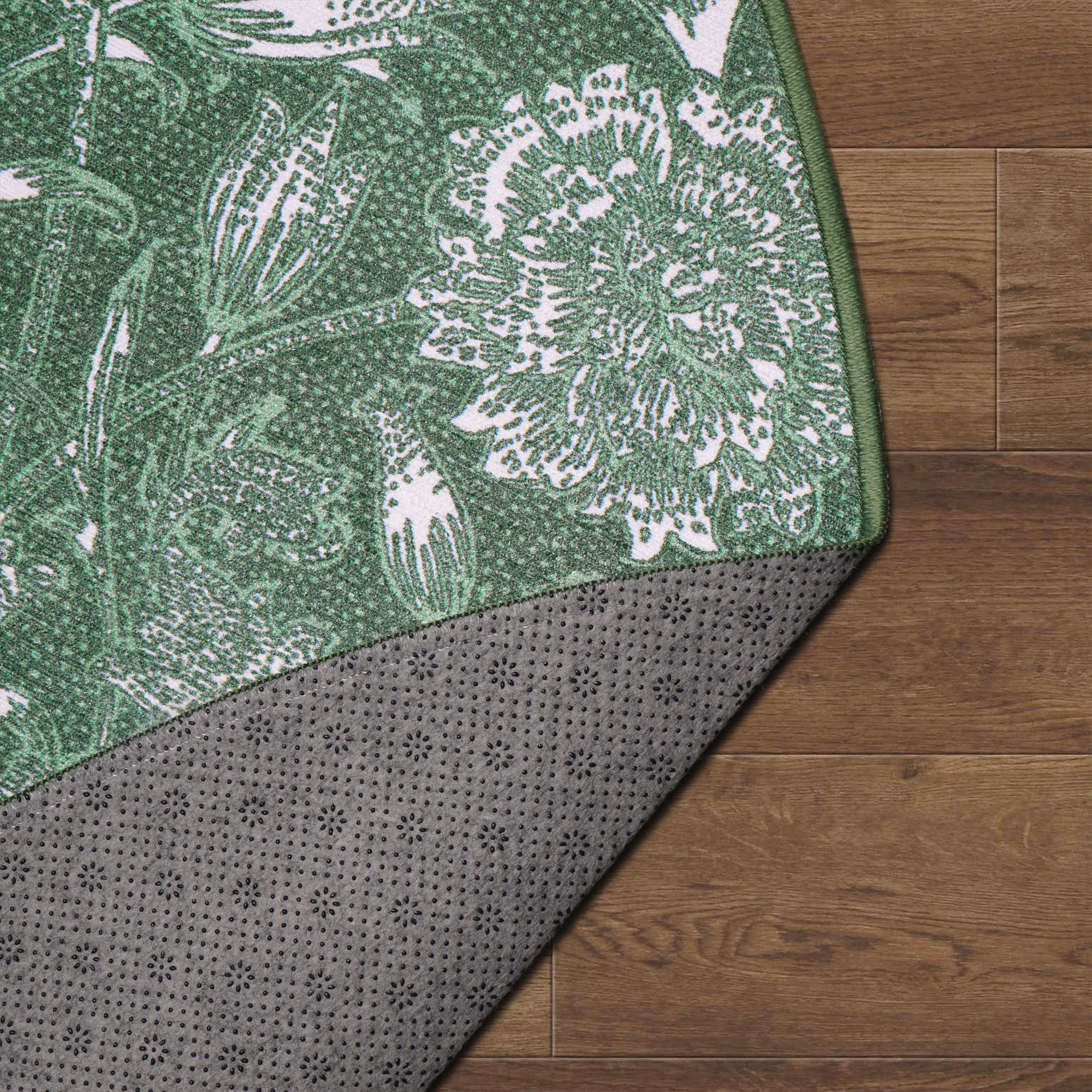 Kalini Floral Green Washable Rug
