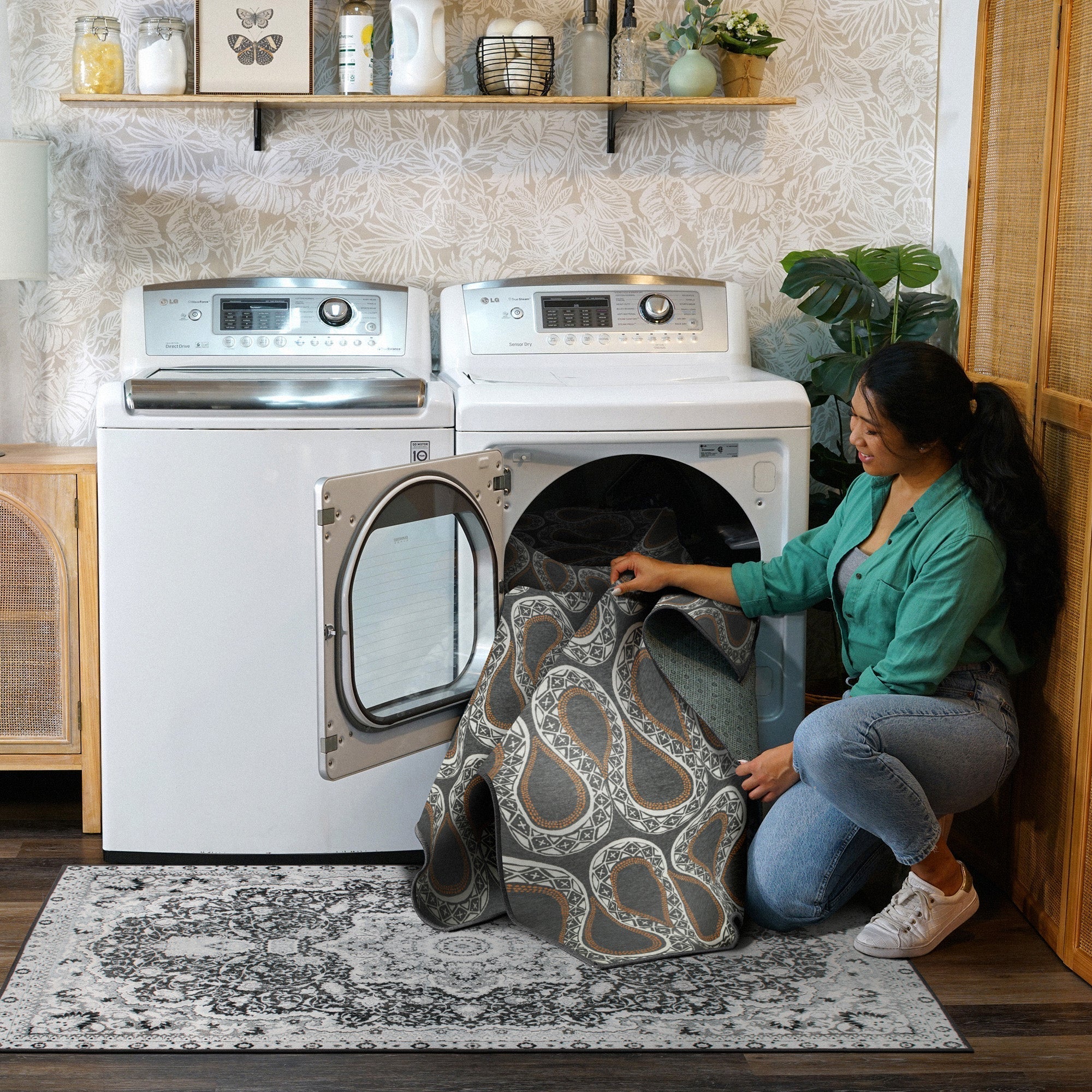 Serpentine Slate Grey Bedroom Washble Rug